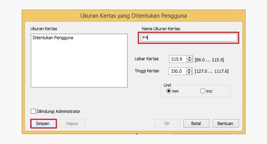 Ukuran Kertas F4 di Printer